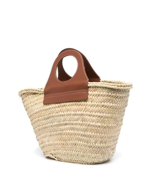 Hereu Womans Woven Straw And Leather Shopper Bag in Brown | Lyst