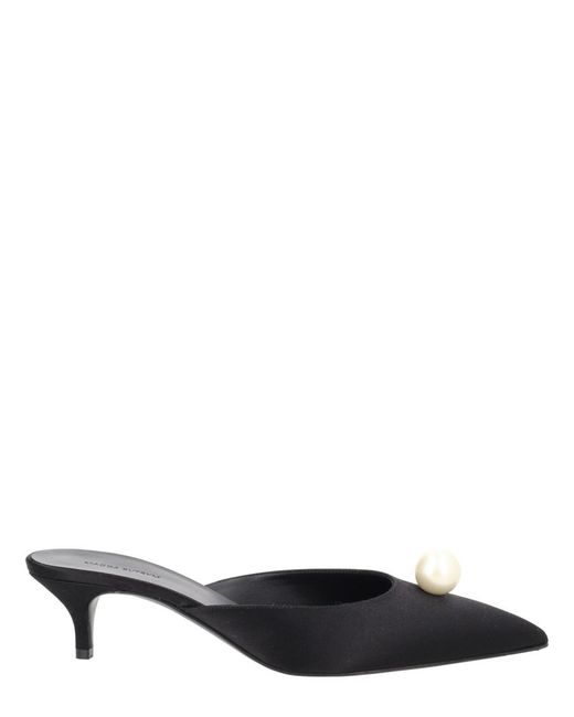 Magda Butrym Blue Silk Mules With Pearl