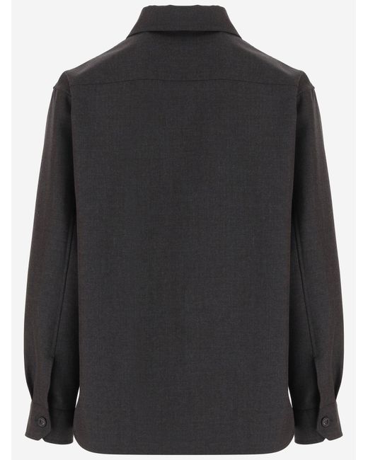 Valentino Black Jacket Wool-Blend Nylon for men