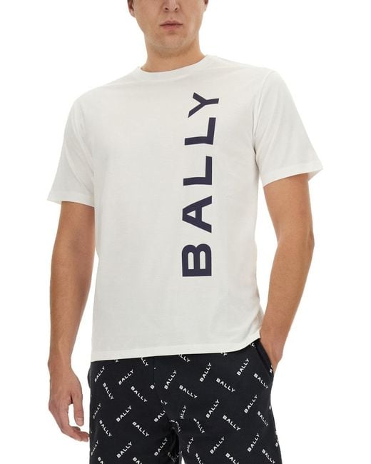 Bally White T-Shirt With Logo for men