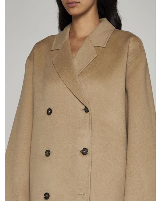 Totême  Natural Oversized Double-Breasted Wool Coat