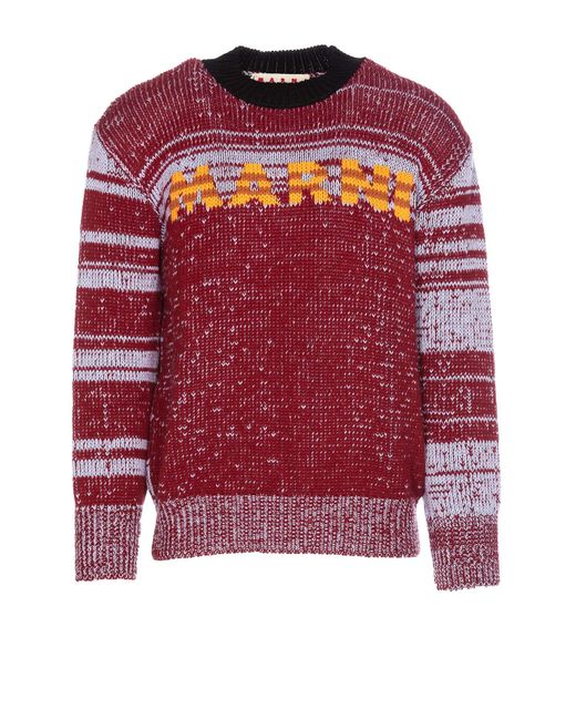 Marni Red "moulinè" Wool Sweater for men