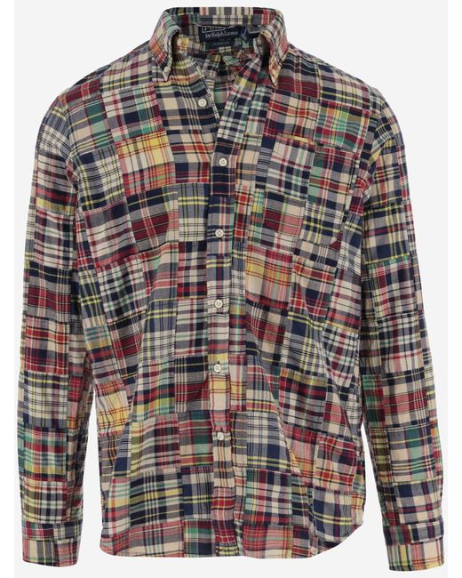 Ralph Lauren Gray Patchwork Pattern Cotton Shirt for men