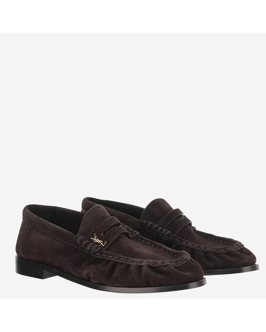 Saint Laurent Brown Loafers Suede Calfskin