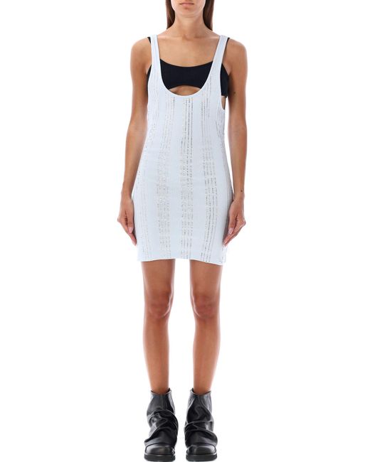 The Attico White Crystal Cutout Mini Dress