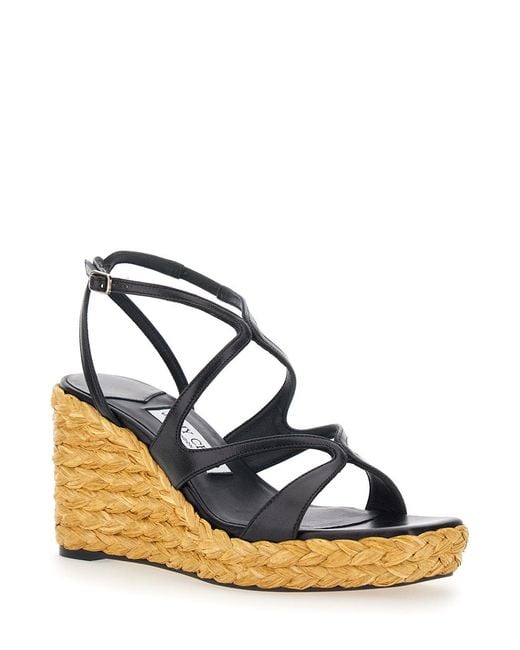 Jimmy Choo Metallic Ayla Wedges With Leather Ankle Strap And High Heel
