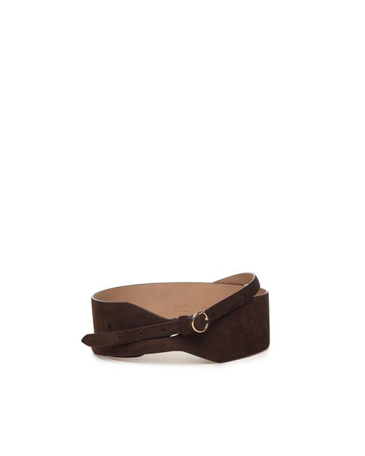 Alaïa White Wide Double Suede Belt