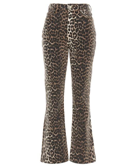 Ganni Denim Leopard Jeans in Brown | Lyst