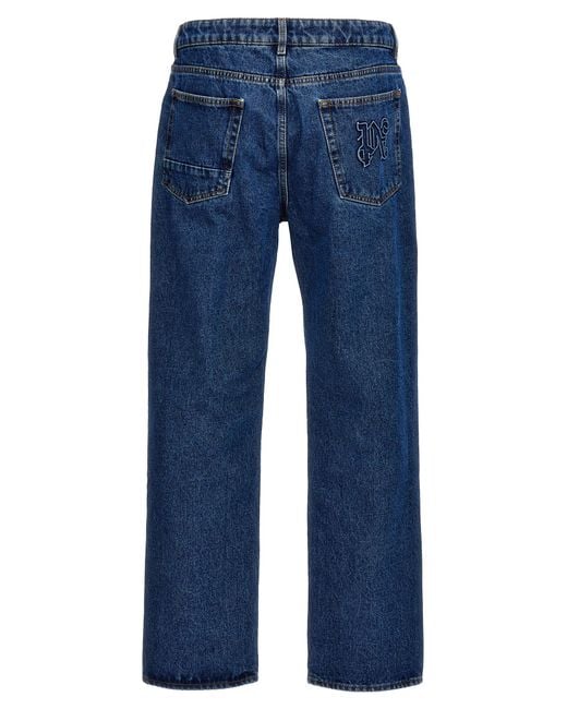 Palm Angels Blue 'Lw Monogram' Jeans for men