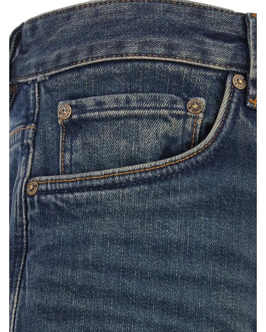 Emporio Armani Blue Loose Fit High-Waist Jeans Cotton for men