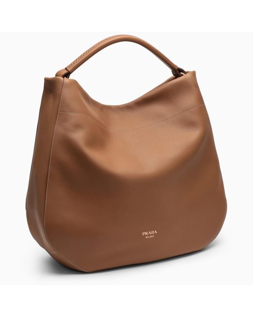 Prada Brown Large Caramel-Coloured Leather Shoulder Bag