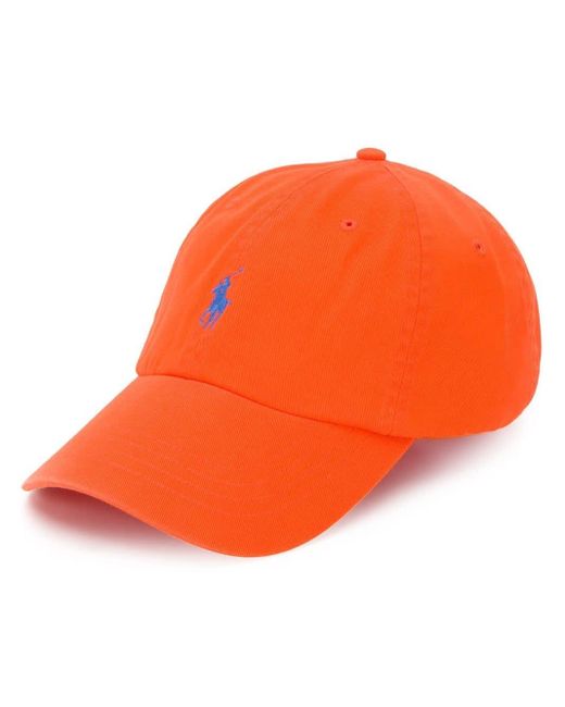 Ralph Lauren Orange Baseball Hat With Contrasting Pony for men