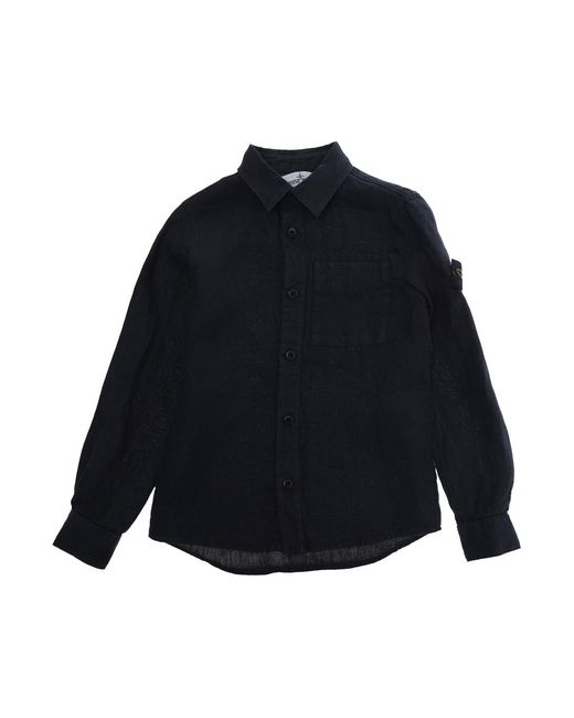 Stone Island Blue Long-Sleeved Linen Shirt for men