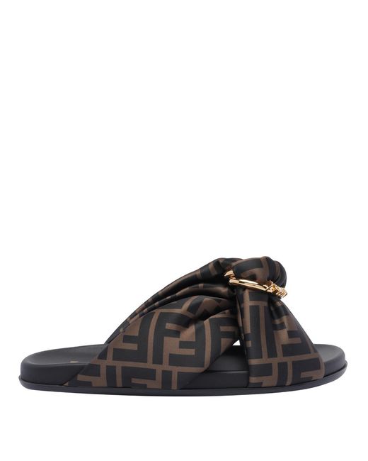 Fendi Black Sandals Fabric/Rubber Sole