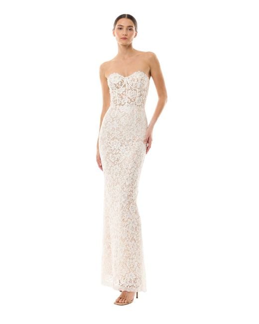 Monique Lhuillier White Dress Peony Lace