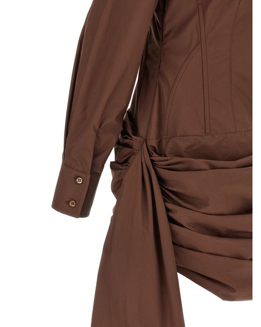 GIUSEPPE DI MORABITO Brown Chemisier Dress Cotton