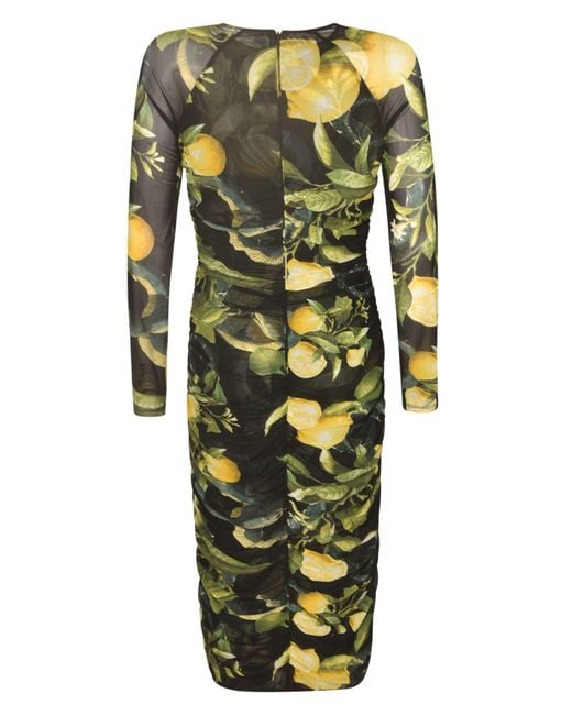 Roberto Cavalli Green Printed Mid-Length Dress