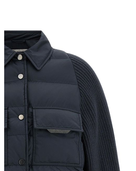 Brunello Cucinelli Blue Polyester Full-Length Jacket Clothing
