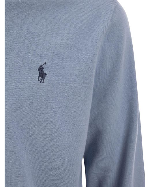 Polo Ralph Lauren Blue Crew-neck Sweater In Cotton for men