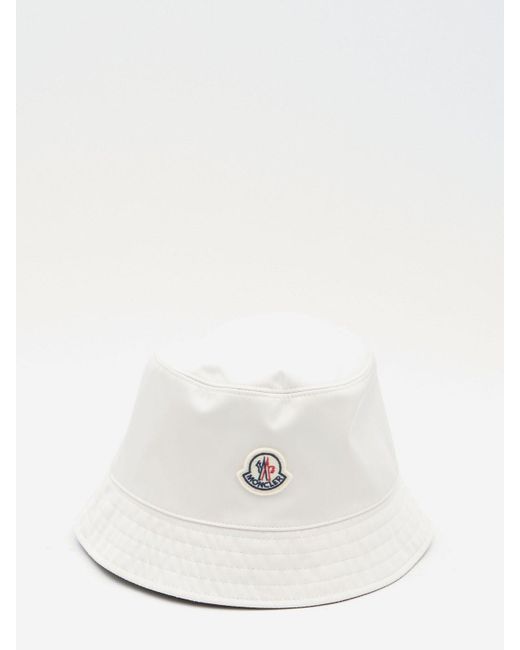 Moncler White Bucket Hat With Logo
