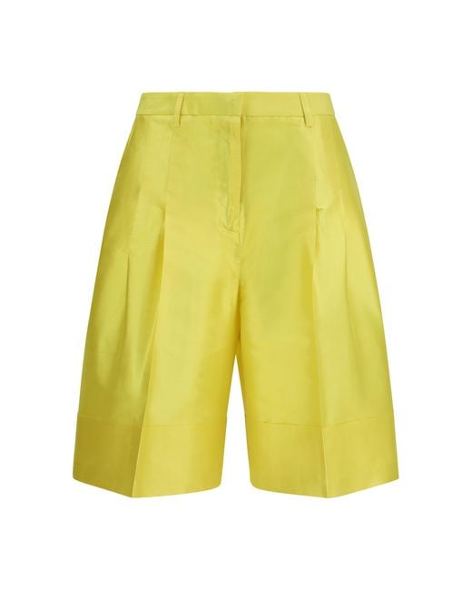 Sara Roka Yellow Charlee Shorts Silk Bermuda