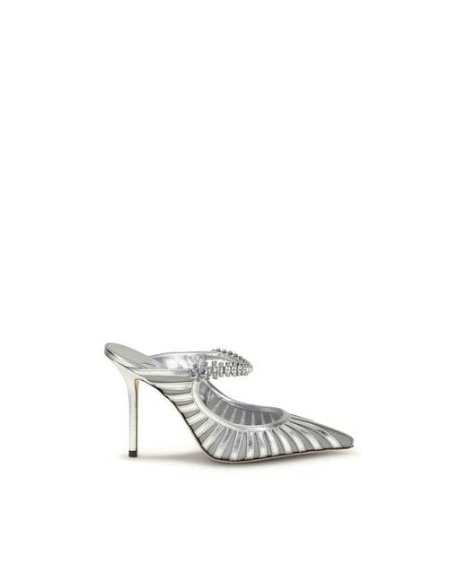 Jimmy Choo White Silver Leather High Heel Pumps