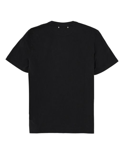 Golden Goose Deluxe Brand Black T-Shirt With Flag Print Cotton T-Shirts