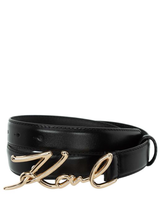 Karl Lagerfeld K/signature Leather Belt in Black - Gold (Black) | Lyst