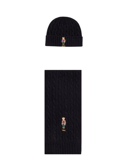 Polo Ralph Lauren Black Hat And Scarf for men