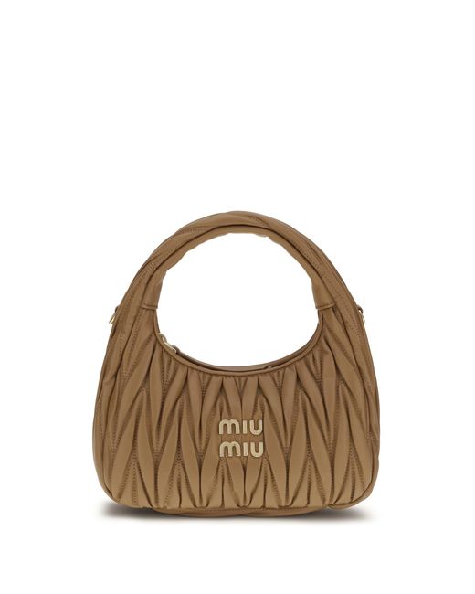 Miu Miu Metallic Hobo Handbag Wandler Calf Leather Shoulder Bags