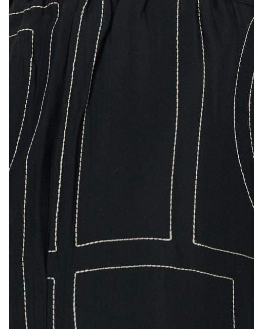 Totême  Black Pants Monogram Silk Pj Bottoms Trousers