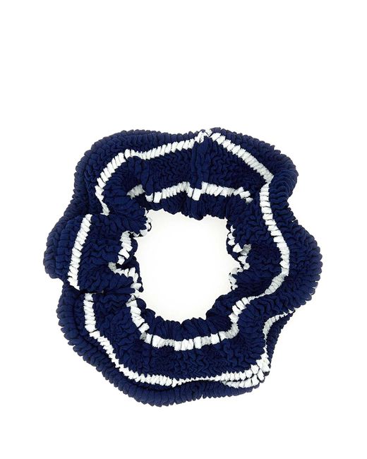 Hunza G Blue Two-Tone Fabric Scrunchie