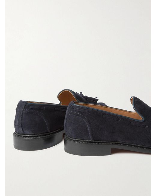 Tricker's Blue Elton Tassel Loafer Castorino Suede for men