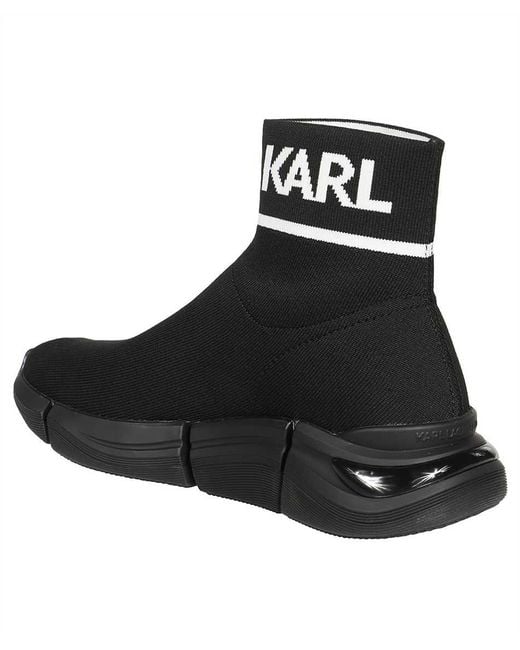 Karl Lagerfeld Black Knitted Sock-Sneakers for men