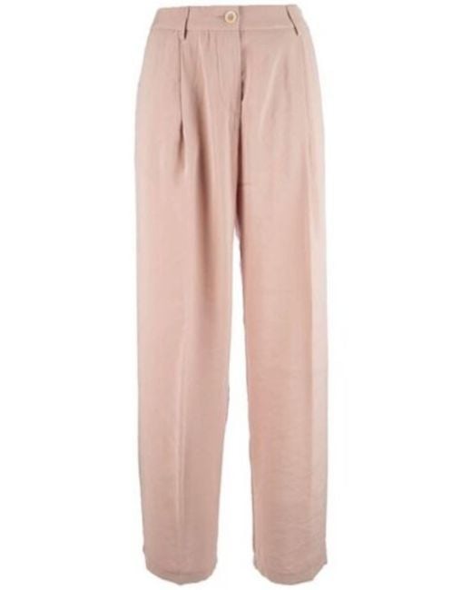 Cruna Pink Wide-Leg Trousers With High Waist And Pleated Front