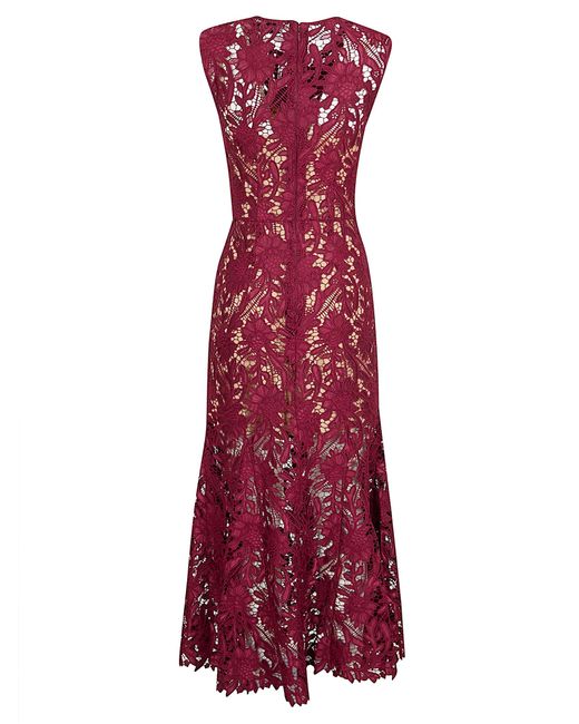 Self-Portrait Women's Red Burgundy Guipure Lace Midi Dress - www.rajagirimanappuram.com Self-Portrait Women's Red Burgundy Guipure Lace Midi Dress - www.rajagirimanappuram.com