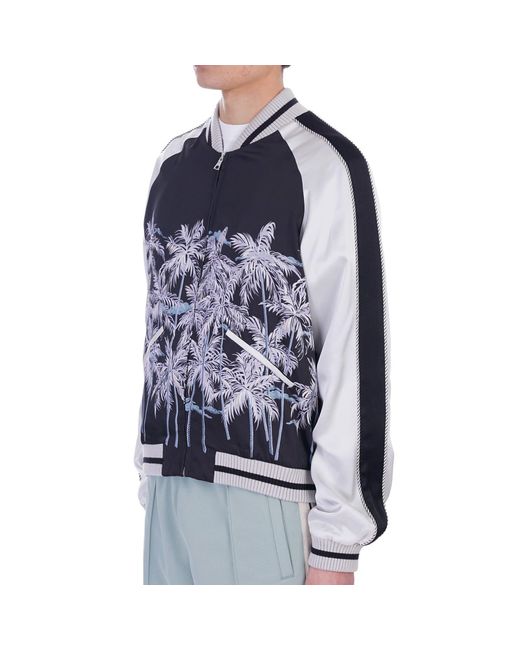Palm Angels Blue Casual Printed Bomber for men