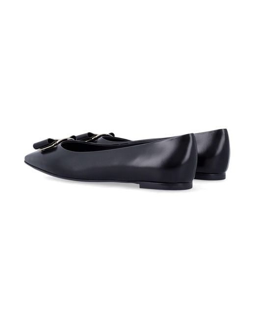 Ferragamo Black New Vara Plate Ballet Flat