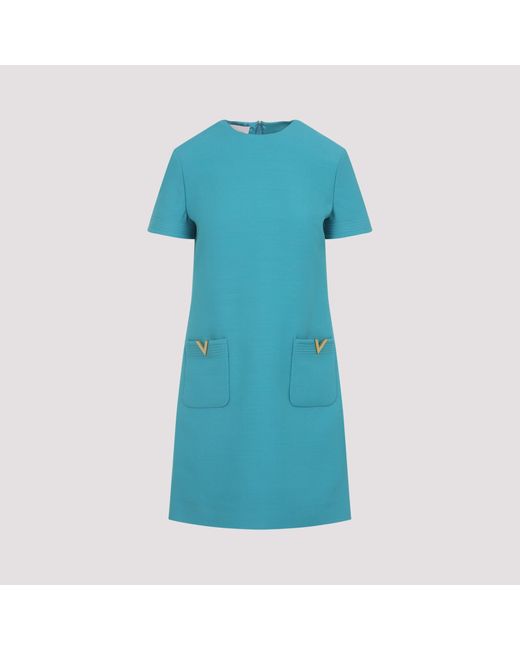 Valentino Blue Virgin Wool Mini Dress