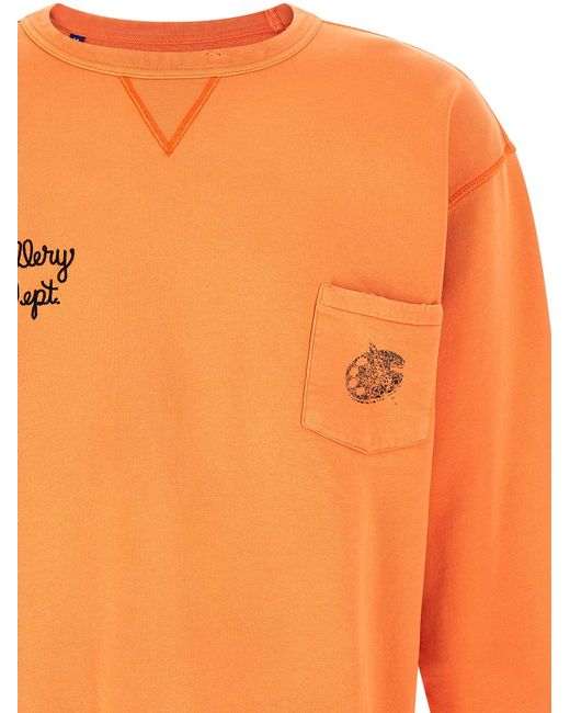GALLERY DEPT. Orange Logo Crew Neck Sweatshirt for men