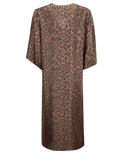 Alberto Biani Brown Dark Spotted Silk Tunic Dress