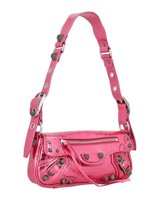 Balenciaga Pink Le Cagole Metallized Xs Sling Bag