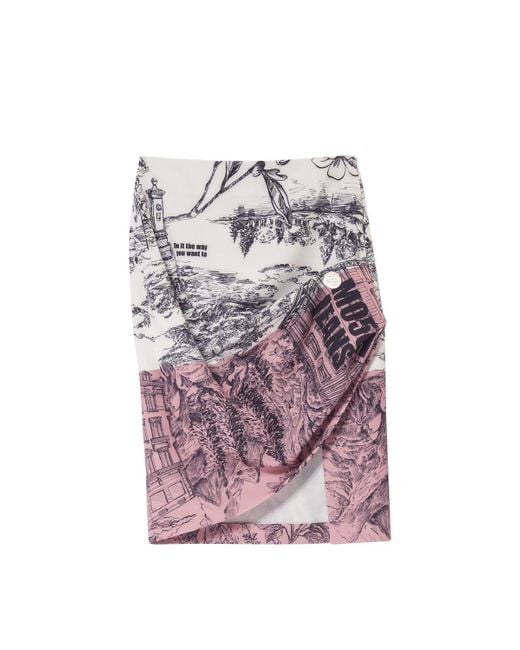 M05CH1N0 Jeans Pink Graphic Printed Midi Skirt