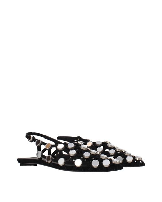 The Attico Black Leather Ballet Flats