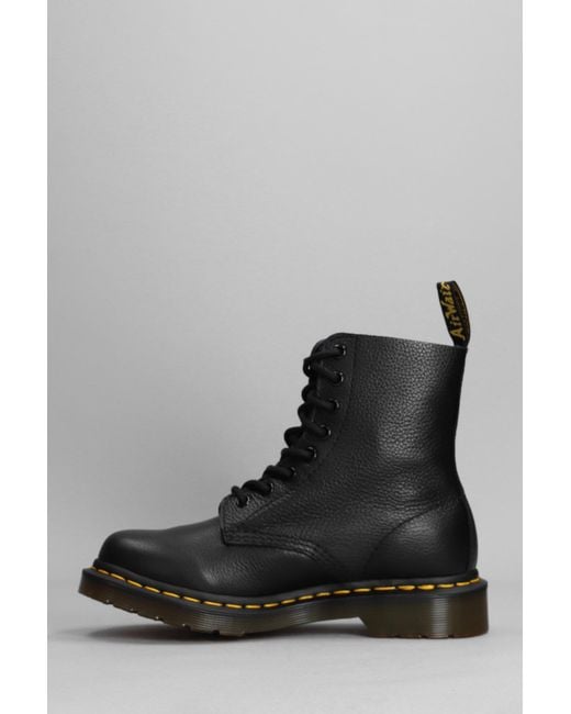 Dr. Martens 1460 Pascal Combat Boots In Black Leather