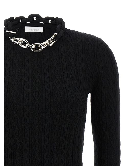 Rabanne Black Necklace Sweater Wool Cashmere Sweater, Cardigans