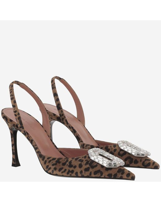 AMINA MUADDI Metallic Camelia Suede Slingback Shoe