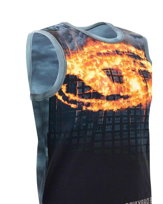 DIESEL Blue Tank Top With Burning Oval D Poster for men