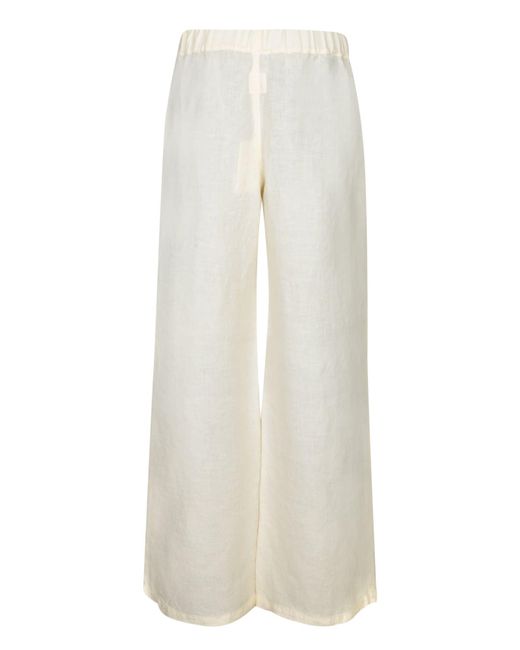 120% Lino White Ecru Linen Trousers