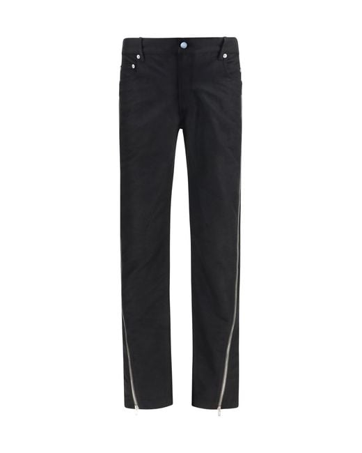 Rick Owens Blue Vega Jeans With Side Zip Merino Wool Ovis Aries for men